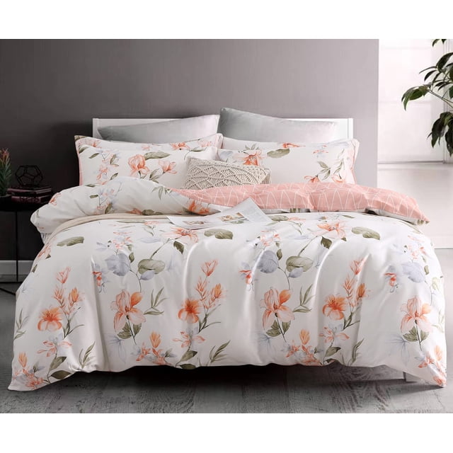 Funda nórdica Full, 600 hilos de algodón 3pcs Juego de cama Blush Geometric