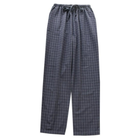 Men's Casual Plaid Pajama Pants Mens High Waist Loose Cotton Lounge Sleep PJ Bottoms with Pockets