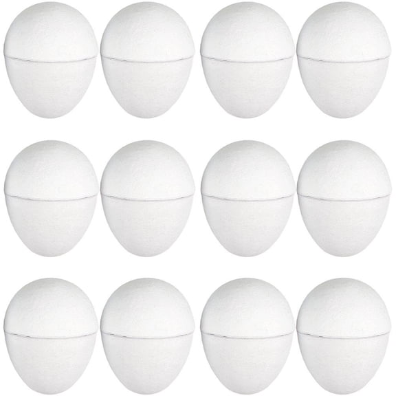 12Pcs DIY Paper Mache Easter Eggs, Unfinished Blank Eggs Fillable Easter Eggs Simulation Egg Painting and Realistic Egg Crafts for Party Home Decor