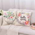 thumbnail image 3 of Set of 4 Decorative Spring Flower Throw Pillow Covers - Bicycle Car Linen 18 x 18 Inches Pillow Cushion Case for Sofa Couch Bed Home Outdoor Car (18" x 18", Spring/Flower), 3 of 6