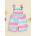 thumbnail image 2 of Suealasg Toddler Baby Girl Clothes Sleeveless Floral Stripe Print Romper Overalls Suspender Shorts Jumpsuit 1T 2T 3T 4T 5T Little Girls Summer Outfit Clothing, 2 of 7