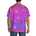 thumbnail image 5 of Gaeub Pink Purple Glitter Men's Lapel Short Sleeve Shirt, Relaxed Fit Shirt, Soft and Breathable for Outdoors Party Travel - X-Large, 5 of 7
