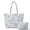 Blue Bows Floral Toile de Jouy, variant on Black Leopard Cheetah 2Pcs Quilted Tote Bag Set for Women, Lightweight Puffer Shoulder Bag with Zippered Pouch for College Work Travel Casual