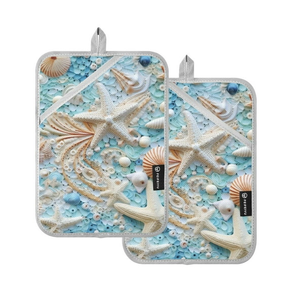 Starfish Seastars Pot Holders Set of 2 Heat Resistant Kitchen Oven Gloves Potholder Cooking Baking Microwave Mitts