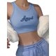 thumbnail image 2 of TRKIYQC 7 colores verano mujer carta bordado Crop Top moda Casual sin mangas Rosa tanques deportes Camis ropa femenina 2022, vida diaria TRKIYQC moderno, 2 of 5