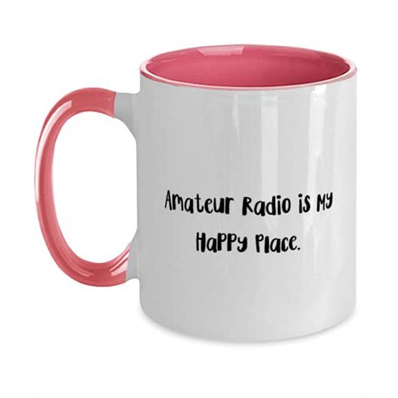 Nice Amateur Radio Two Tone 11oz Mug, Amateur Radio is My Happy Place, Perfect for Friends, Birthday