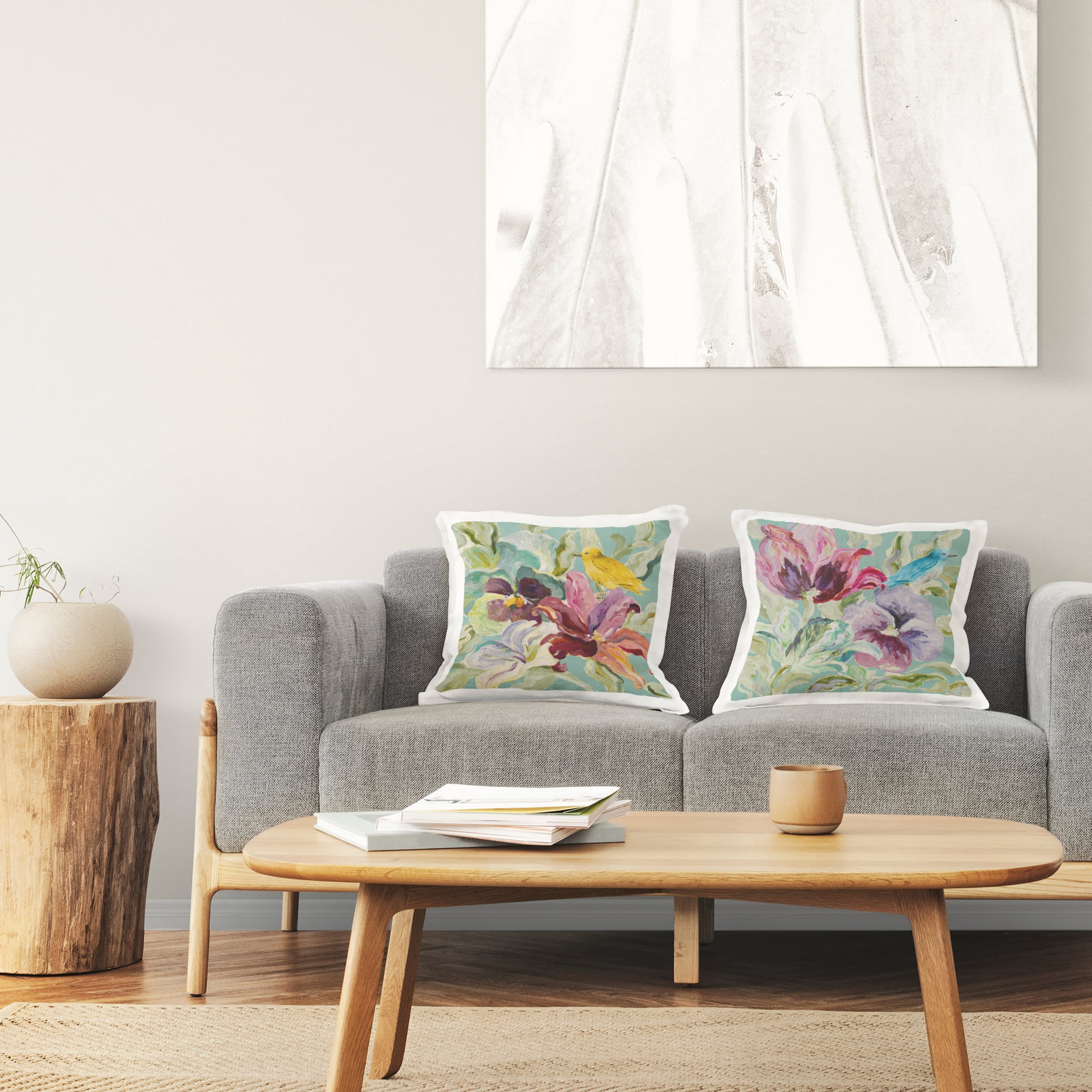 Stupell Industries Lyrical Garden with Birds 2 Piece Decorative Printed Throw Pillow Set, design by Lanie Loreth