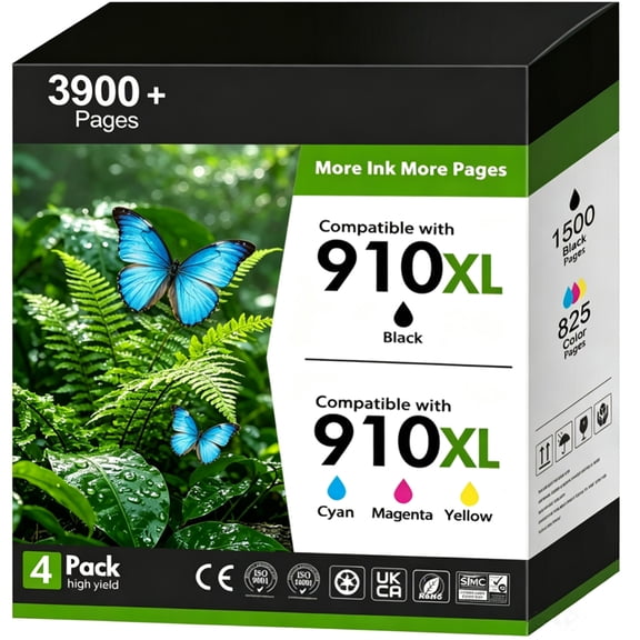 910XL Ink Cartridge Compatible with HP 910 910XL Ink Combo Pack for OfficeJet Pro 8020 8024 8025 8028 8035 OfficeJet 8022 8010 8012 8014 8015 8018 Printer (Black,Cyan,Magenta,Yellow,4-Pack)