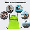 thumbnail image 5 of Drawstring Backpack Bag, Waterproof Back Sack with Zip Pocket, Gym Drawstring Bags Swim Bag for Men Women (Green), 5 of 6