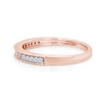 thumbnail image 3 of 1/7 CT Round & Baguette Cut White Cubic Zirconia Miligrain Engagement Band Ring In 14K Rose Gold Plated Sterling Silver (Color: White, Clarity: VVS1-VVS2, 0.15 Cttw) -7.5, 3 of 7