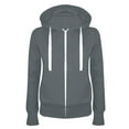 thumbnail image 3 of Dezsed Women's Sweatshirt Hoodie Fall Winter Fashion Casual Hooded Slim Jacket Fleece Sweater Coat with Zipper Gray C S, 3 of 3