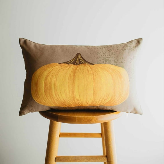Primitive Flat Fall Pumpkin Lumbar Pillow Cover | 18x12 Thanksgiving Décor | Fall Decor | Room Decor | Decorative Pillows | Gift for her