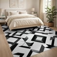 thumbnail image 3 of ODIKA 8'x10' Washable Area Rug Contemporary Interlocking Shapes Minimalist Motif Grey Abstract Refined for Dining Room, Large Office, Lounge, Non-Slip Chair-Friendly Mat, 3 of 7