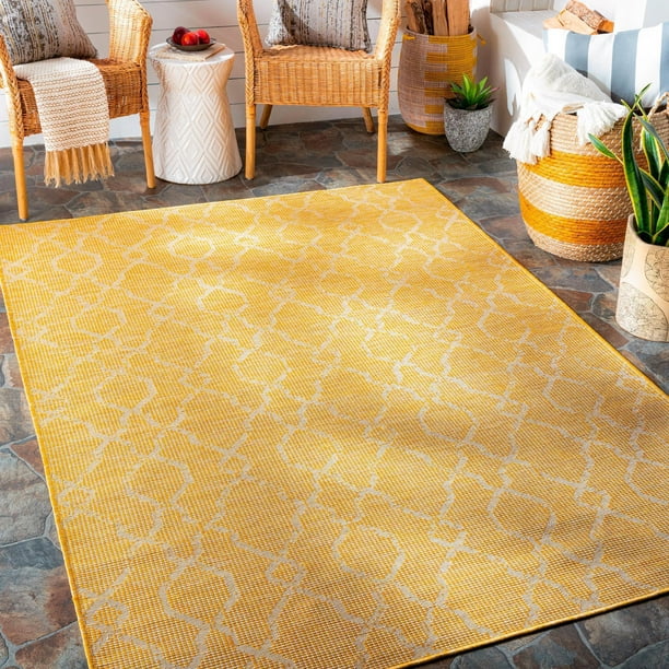 Mark&Day Area Rugs, 6x9 Buiksloot Modern Indoor / Outdoor Bright Yellow