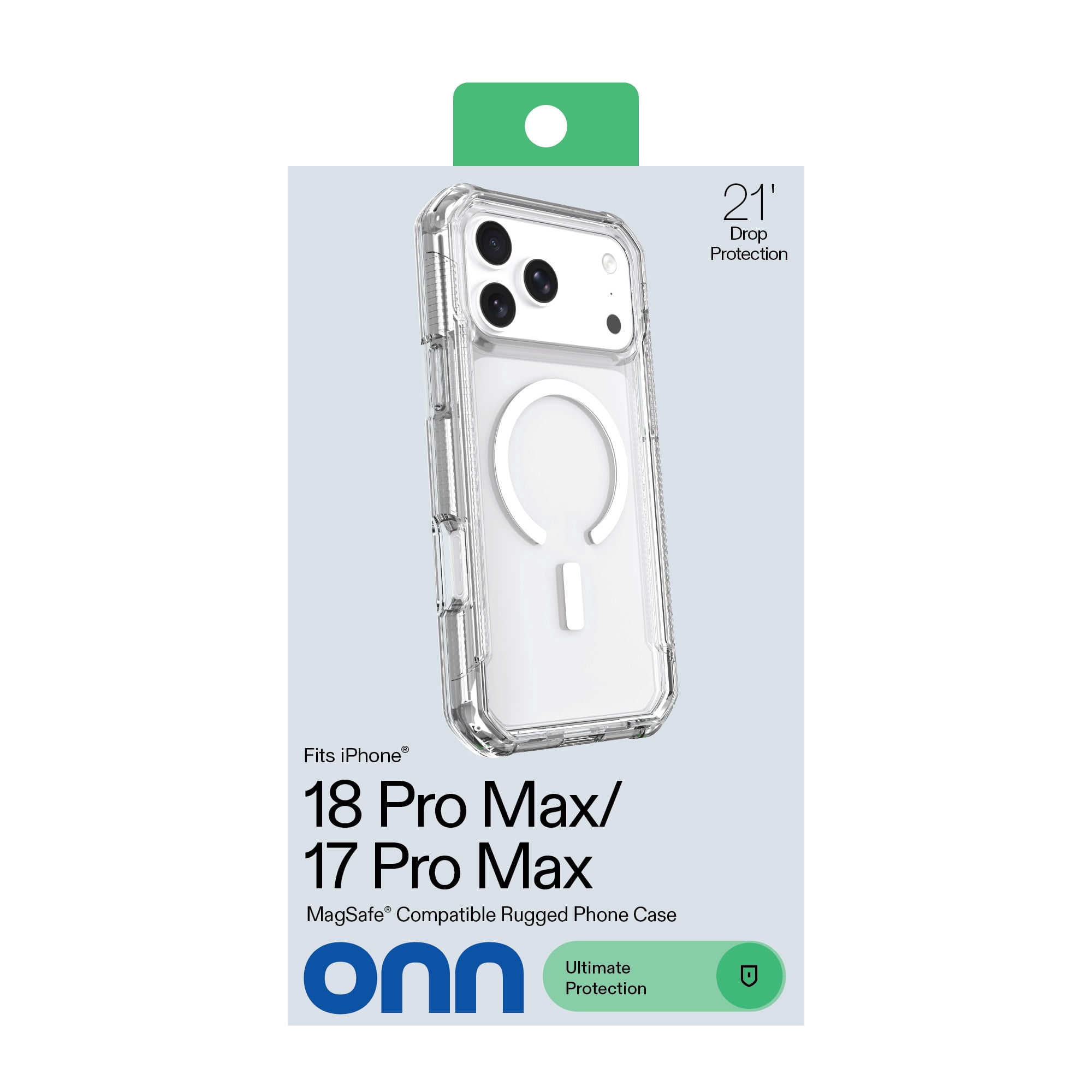 onn Rugged Phone Case for iPhone 18 Pro Max / 17 Pro Max, MagSafe Compatible - Clear