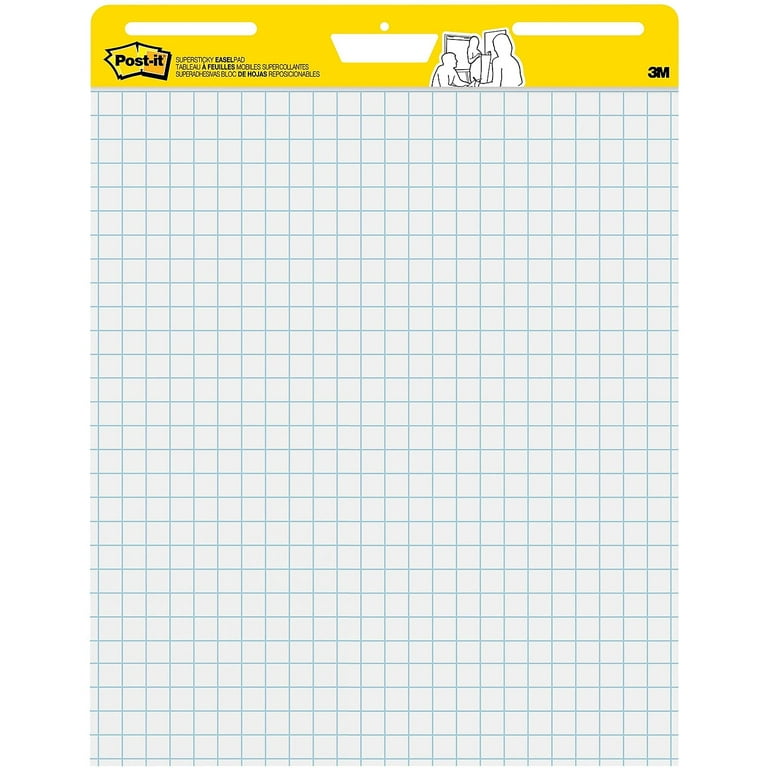 Post-it® Super Sticky Easel Pad, Short Backcard Format, White, 25 in x 30  in x 30 Sheets/Pad, 2 Pads/Pack