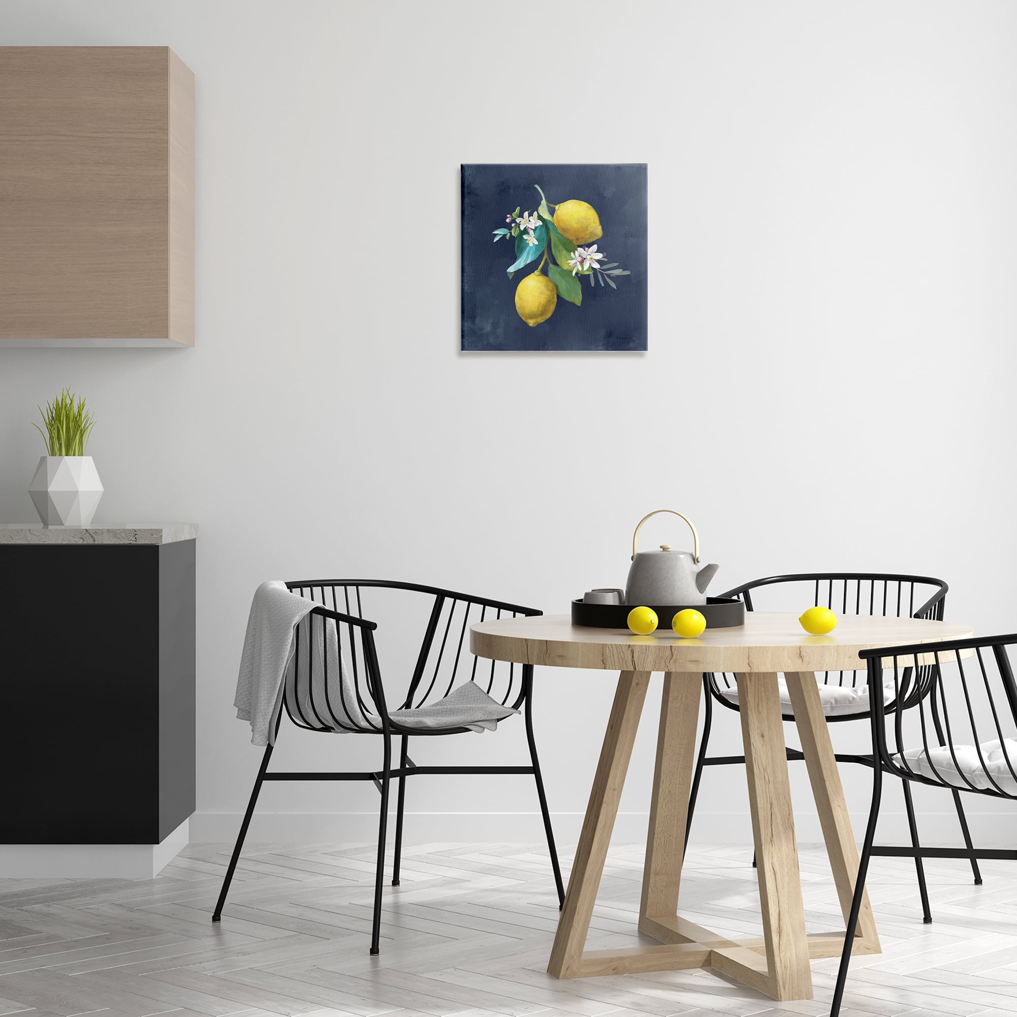 Stupell Industries Lemon Cluster on Blue Food & Beverage Painting Wrapped Canvas Art Print Wall Art, 17 x 17