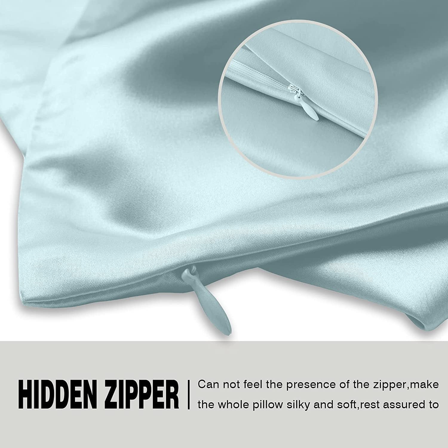 Mulberry Silk Pillowcase for Hair and Skin Standard Size 20"X 26" Pillow Case with Hidden Zipper Soft Breathable Smooth Cooling Covers Sleeping (Haze Blue,Standard,1Pcs)