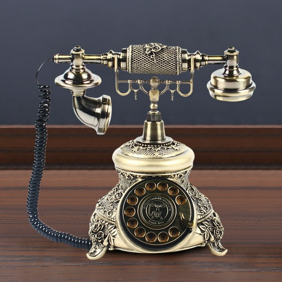 Elegant Vintage Telephone, Antique Bronze Color with Intricate Patterns, Space-Saving Design 23x20x25.5cm, Includes Clear Sound Speaker, Suitable as a Decorative Piece for Various Indoor Settings