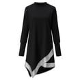 thumbnail image 5 of Lindreshi Fall Dresses for Women 2025 Homecoming Dresses Women Pullover Round-Neck Solid Color Lace Patchwork Long Sleeve Dress, 5 of 7
