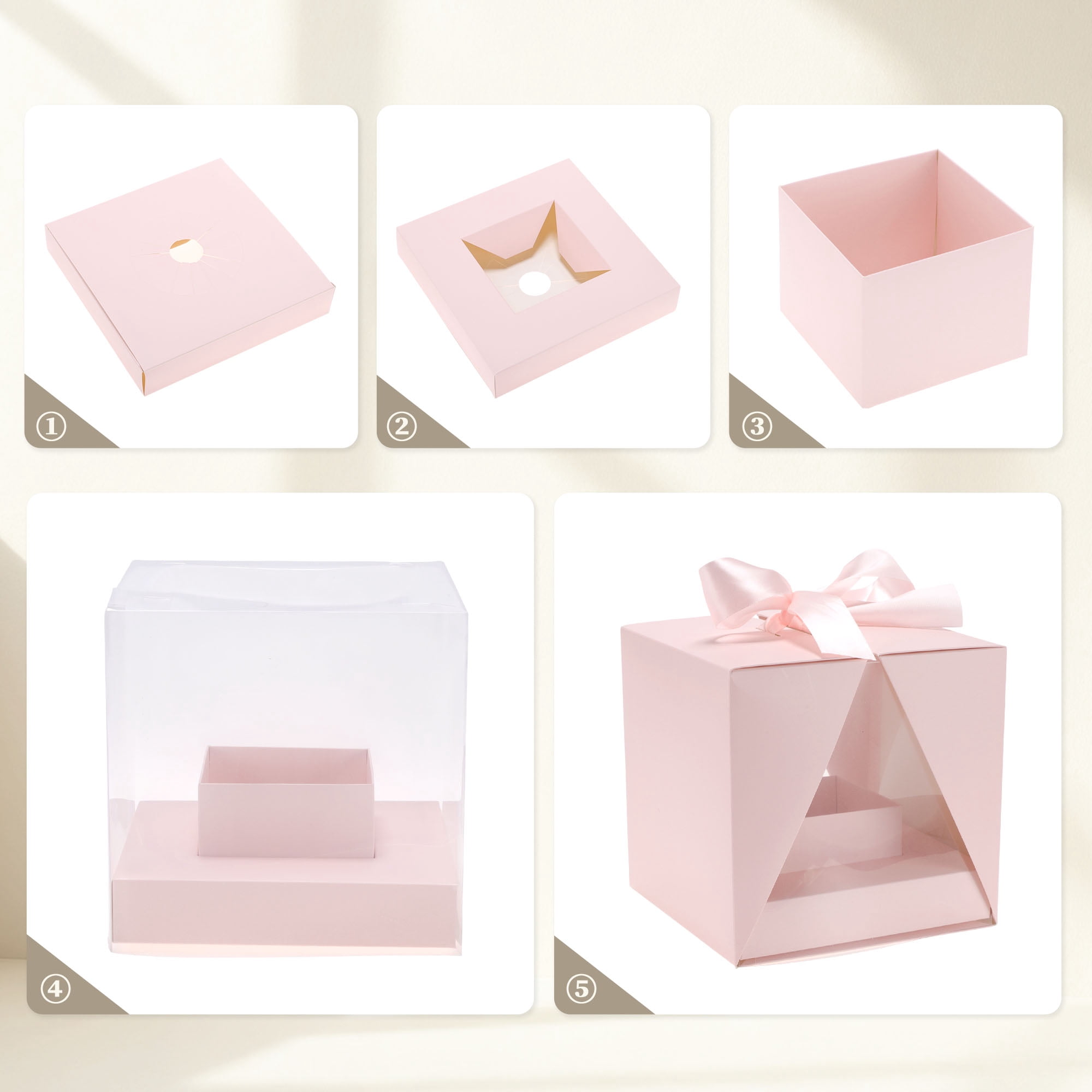 Unique Bargains V-shape Dual-opening Flower Gift Boxes for Special Occasions Large Pink