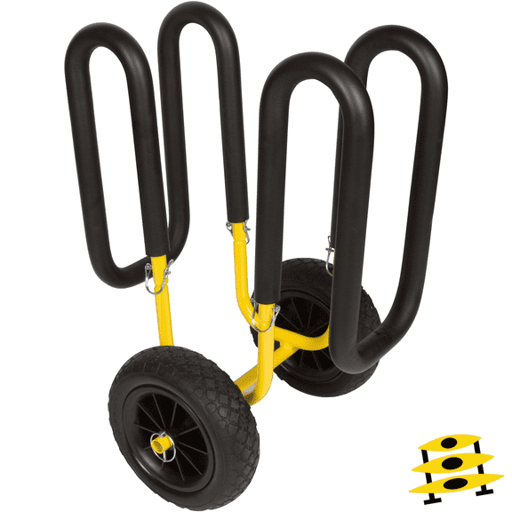 Suspenz Stand Up Paddle Board & Surfboard Transport Cart with Airless Wheels, Single-Up SUP Carrier Trolley, Yellow, 150 lb Capacity