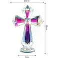 thumbnail image 3 of Hand-Carved Crystal Cross Desk Decor - 6 Inch Spiritual Gift for Christians, Clear K9 Crystal Religious Figurine with 360° Faceted Design, Home Altar & Office Inspirational Ornament (Multi-Colored), 3 of 8