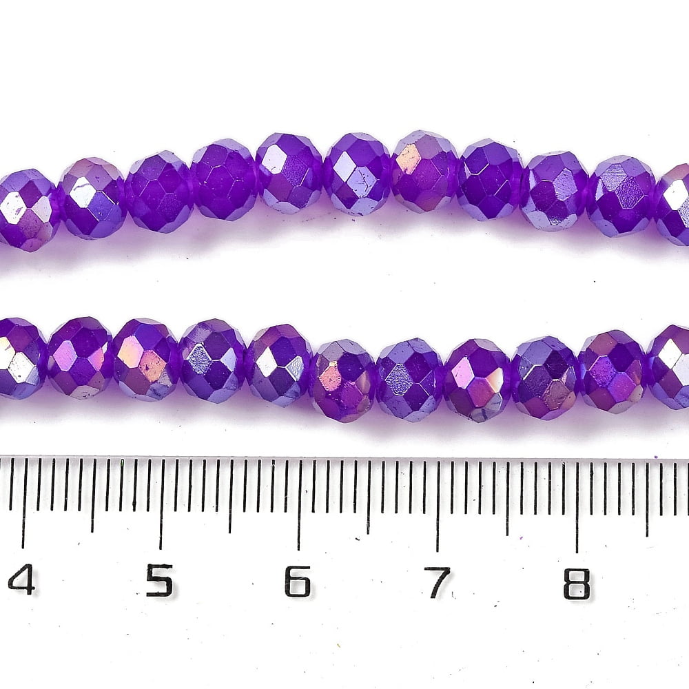 20 strand Baking Electroplate Glass Beads Strands AB color Faceted Round Blue Violet 8x6mm Hole: 1mm 63~65pcs/strand 15.75''(39~40cm)