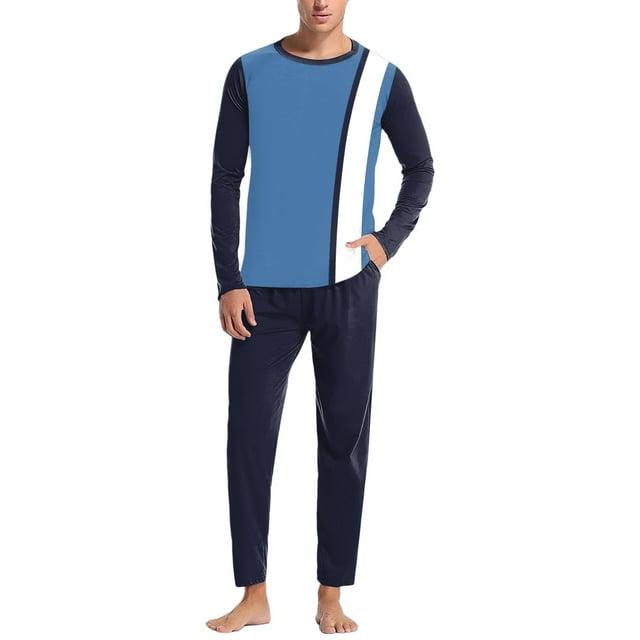 toraway Men's Pajama Sets Funny Summer Mens Four Seasons Soft Home Solid Color Shirt Pants Pajama Set Home Service Two Piece Set S