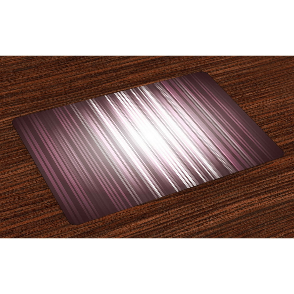 Purple Placemats Set of 4 Futuristic Digital Style Artistic Stripes and
