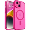 thumbnail image 1 of Étui Magnétique pour iPhone 16 Pro Max avec Protection Complète de la Caméra [Compatible avec Magsafe] [Mat Translucide] Étui de Téléphone Protectrice, Violet, Rose Vif, 1 of 5