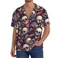 thumbnail image 2 of Disketp Men's Hawaiian Skull record rock Print Shirts Button Down Holiday Beach Shirts-Small, 2 of 5