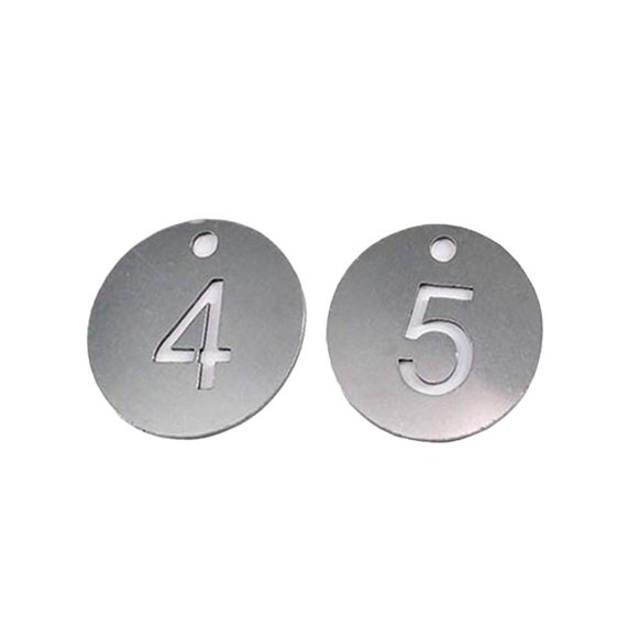 Diameter 1.18 Inches Bigger Hollowed Stainless Steel Number Tags Key Tags with Rings (1-25)