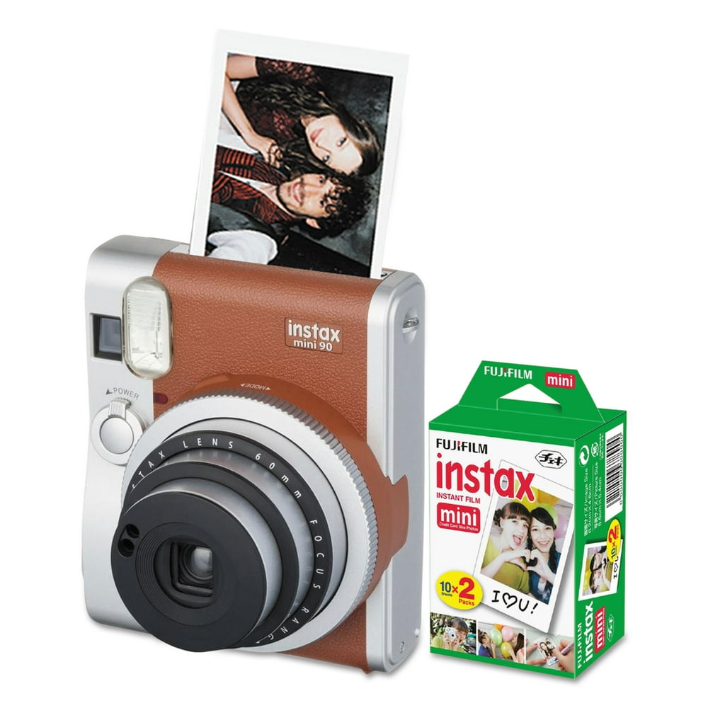 Fujifilm Instax Mini 90 Neo Classic Camera Bundle, Auto Focus, Brown