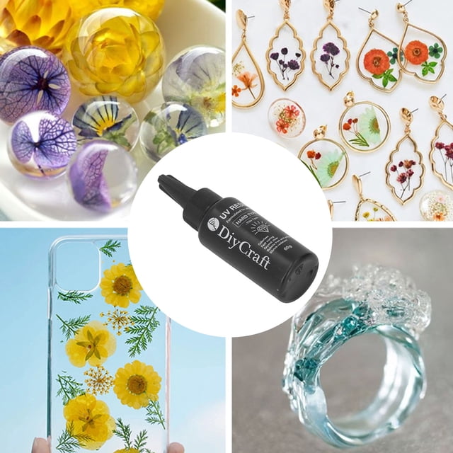 UV Resin Glue, Yellowing Resistant Glass UV Glue Easy To Use DIY High Transparency for Jewelry Making 60g