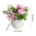 thumbnail image 3 of PONPRNGY Potted Peony Artificial Flowers Indoor Fake Plant Bathroom Accessories Decor, Faux Silk Flowers Arrangement in Vase Centerpieces for Tables Dresser Shelf Decor, 3 of 6
