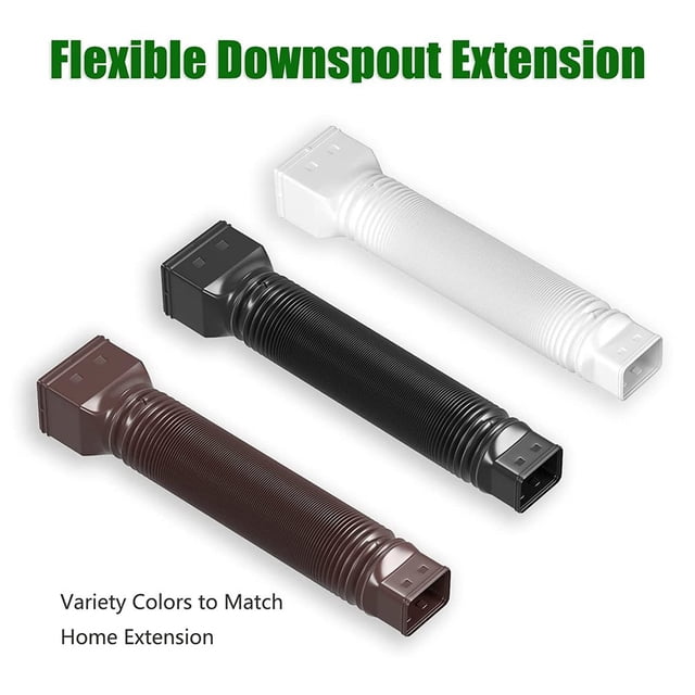 2pcs Downpipe Rain Gutter Extension Flexible Downspout Extender Diverter Extends From 21" To 60" Screws Drain Pipe