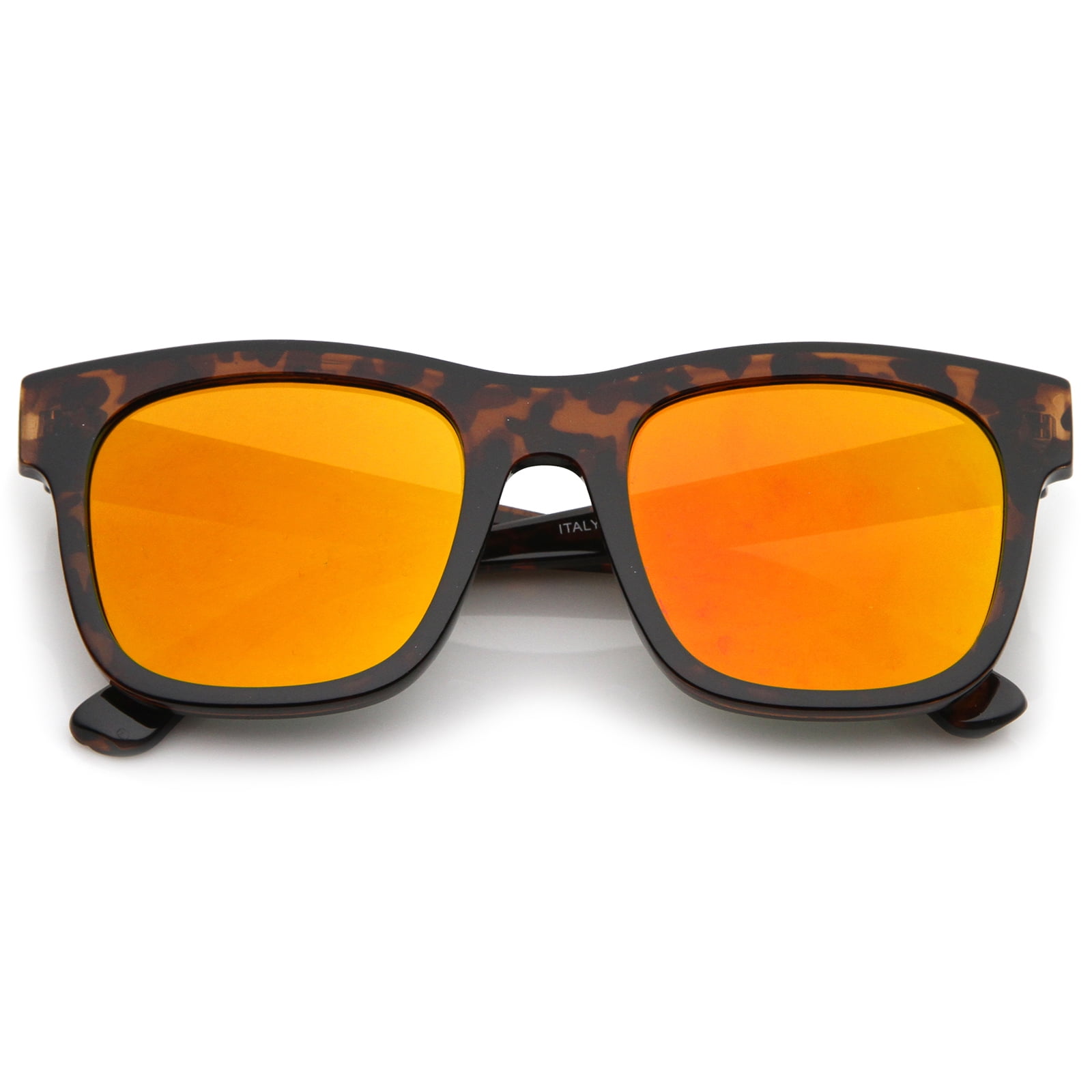 sunglass.la sunglassLA Retro Wide Temple Square Colored Mirror Flat