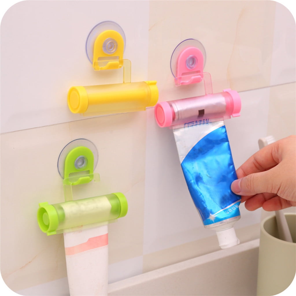 1/2Pcs Plastic Tube Toothpaste Dispenser Rolling Squeezer Hooks Hanging Suction 