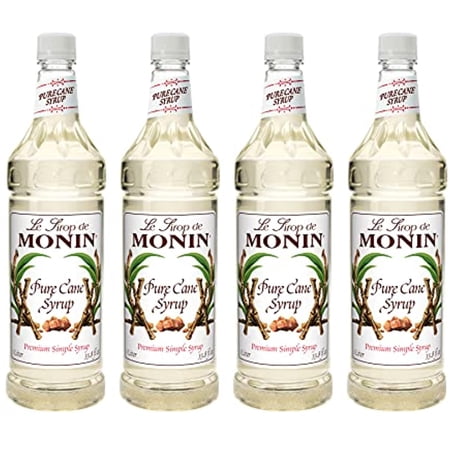 Monin - Pure Cane Syrup, Pure And Sweet, Great For Coffee, Tea, And Specialty Cocktails, Gluten-Free, Non-Gmo (1 Liter, 4-Pack)