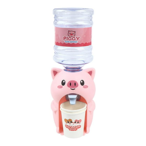 Mini dispensador de agua de juguete para cocina, fuente para beber, modelo de escena de juego de vida, juguete cerdo rosa