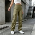 thumbnail image 5 of Axiiglly Cargo Pants Women Button Zip High Waist Work Pants with Multi Pockets Plus Size Climbing Hiking Athletic Trousers S-3XL, 5 of 9