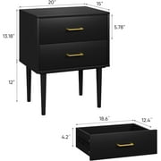 Semiocthome Nightstand Set of 2 with 2 Drawers,Bedside Table for Bedroom ,Adult ,Black
