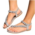 thumbnail image 3 of Ruyang Women's Flat Sandals Casual Glitter Rhinestone Sandals Open Toe Slip Heel Sandals Wedges for Women Sandals, 3 of 8