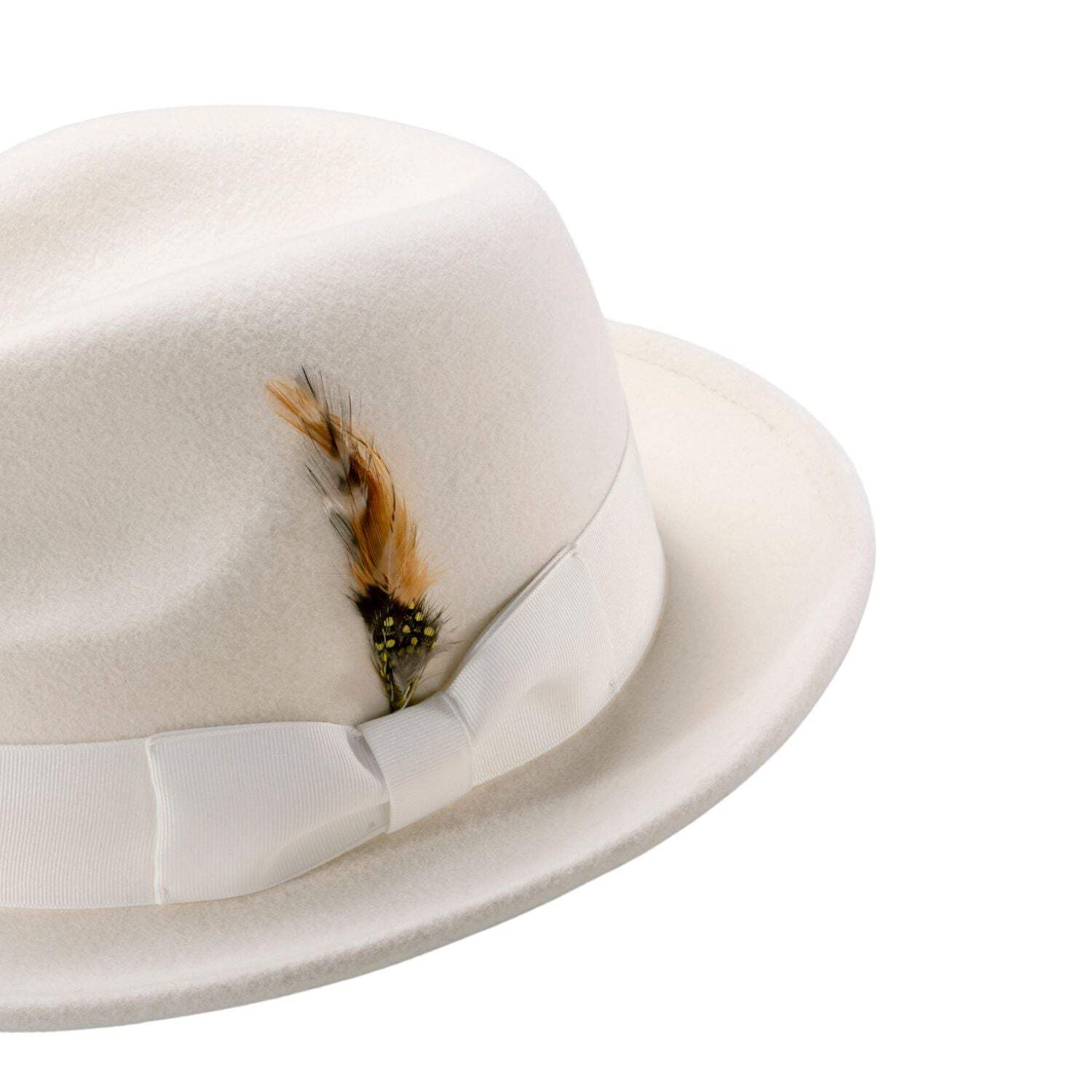 Montique Men's White Snap Brim Crushable Felt Wool Fedora Hat H10