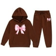 thumbnail image 2 of MAIHAN-Girls Winter Hoodie & Joggers Set 2-13 Years, Winter Hoodie and Pants 2-Piece Outfit, Cozy Warm Lined Sweatsuit for Boys and Girls(Brown4,2-3Years), 2 of 4