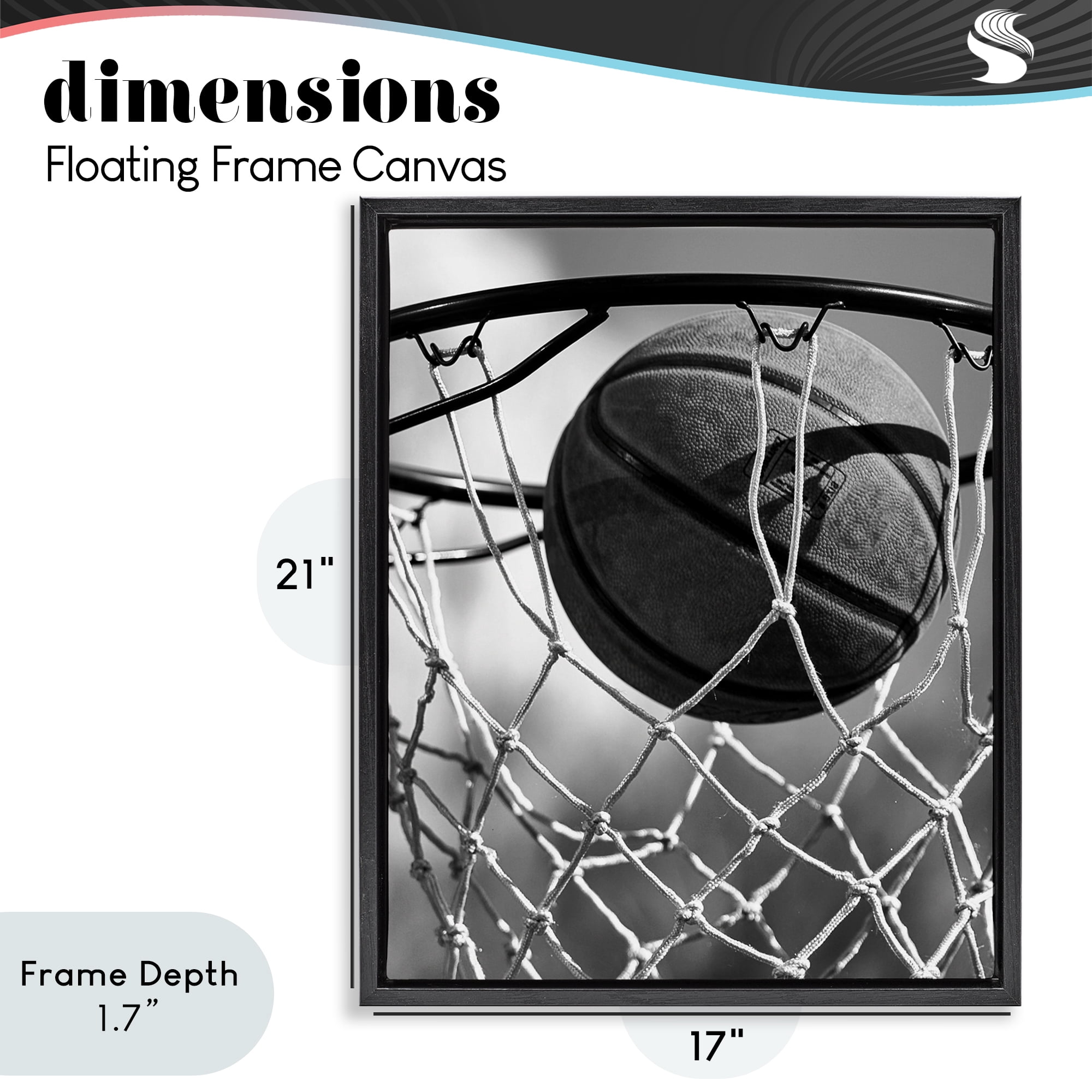 Stupell Industries Winning Basket Shot Black Framed Floater Canvas Wall Art, design by Marcus Prime