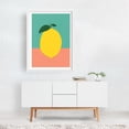 thumbnail image 2 of Lemon With Two Leaves - Illustration White Framed Wall Art Print 24 x 36 inches, 2 of 3
