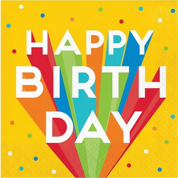 Creative Converting 352012 6.5 x 6.5 in. Happy Birthday Bash Luncheon Napkin, Multi Color