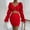 Red, variant on Ichuanyi Womens Shirts , 2PC Fashion Woman V-Neck Solid Hollw Out Bandag Long Sleeve Blouse Mini Dress Sets